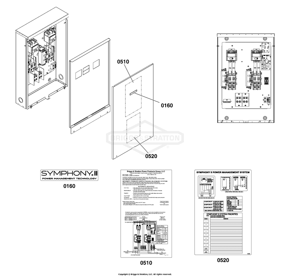 Decals Group - Ats Informational Diagram and Parts List for 040782-00  Briggs and Stratton Generator
